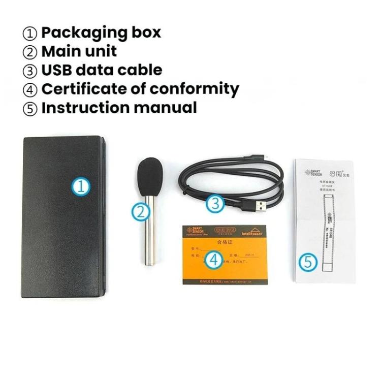 SMART SENSOR 26-126dBA USB Connected High-precision Measuring Microphone - English