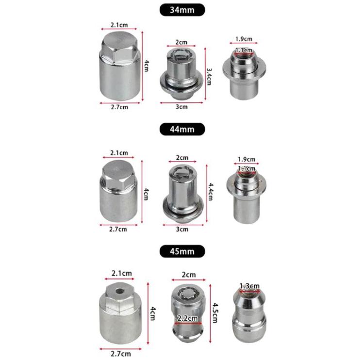 For Toyota Tundra / Sequoia Car Modified Anti-Theft Nuts Wheel Lock Lug Nuts 00276-00901, Size: 34mm