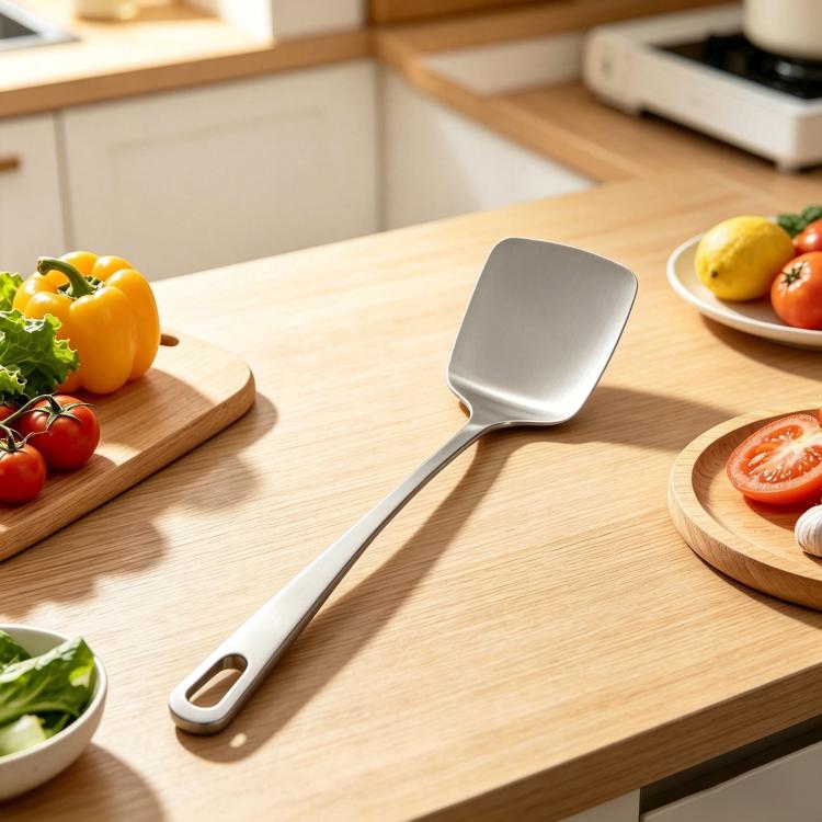 LsCook 430 Stainless Steel Kitchenware Kitchen Stir-Fry Spatula, Style: Solid Spatula