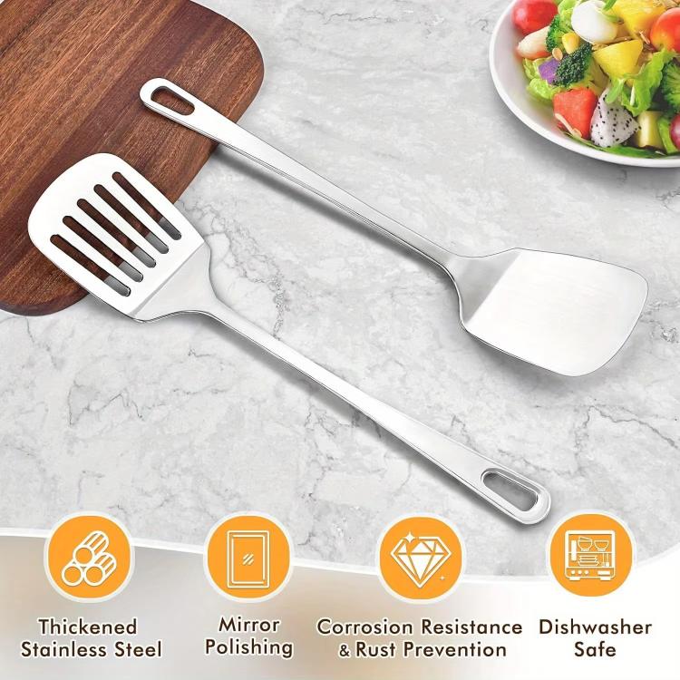 LsCook 430 Stainless Steel Kitchenware Kitchen Stir-Fry Spatula, Style: Slotted Spatula