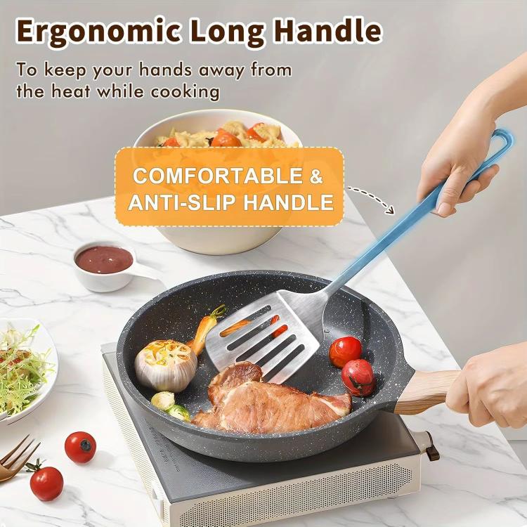 LsCook 430 Stainless Steel Kitchenware Kitchen Stir-Fry Spatula, Style: Solid Spatula