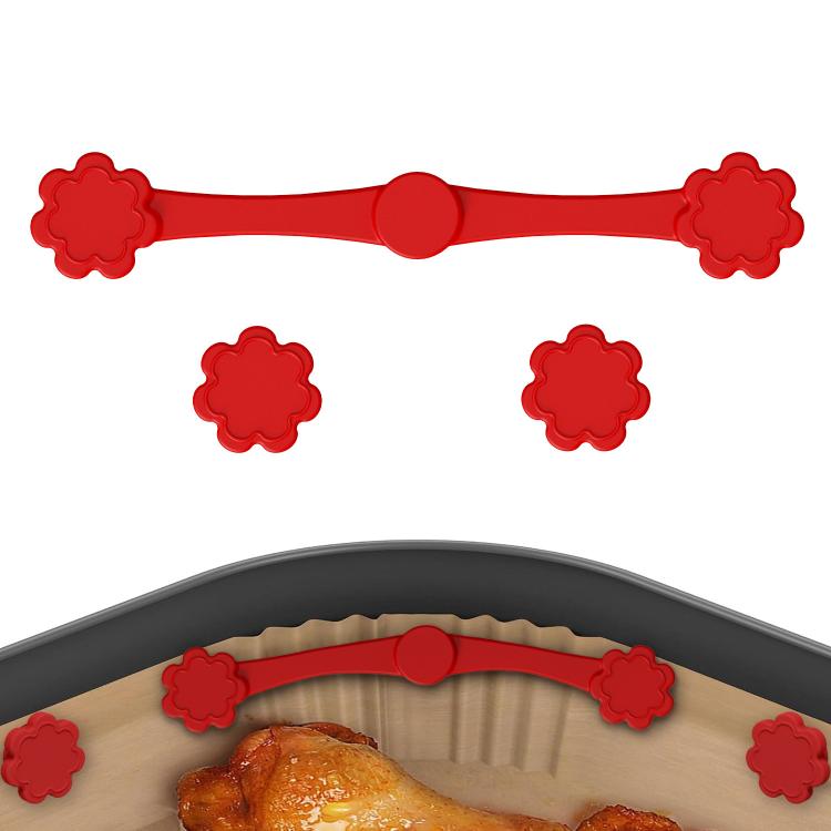 Magnetic Silicone Buckle for Air Fryer Parchment Paper Heat Resistant Liner Clips Flower Red