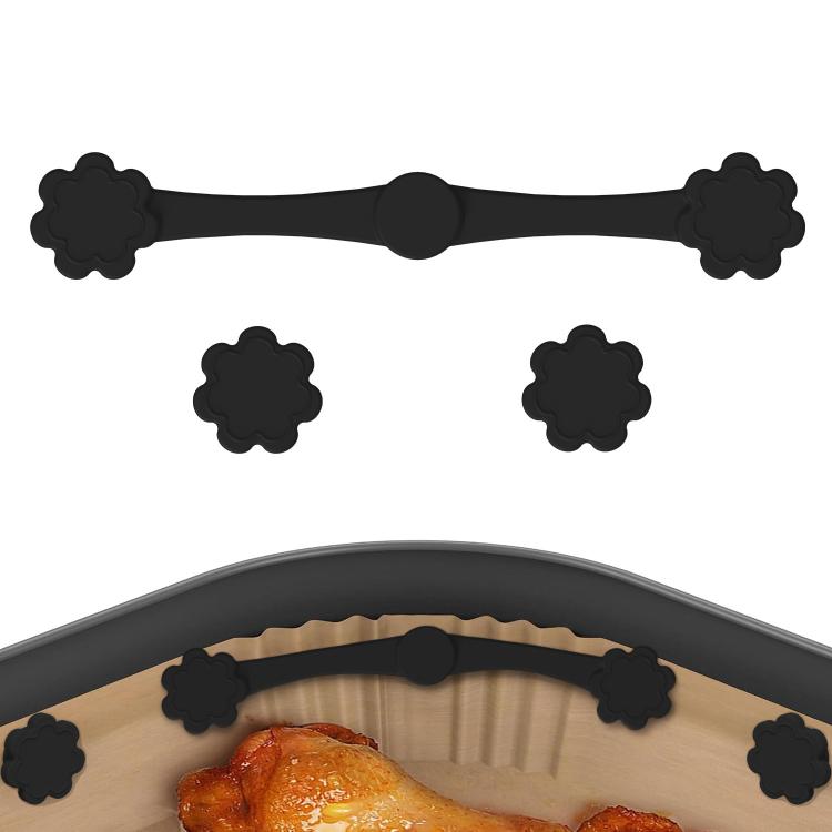 Magnetic Silicone Buckle for Air Fryer Parchment Paper Heat Resistant Liner Clips Flower Black