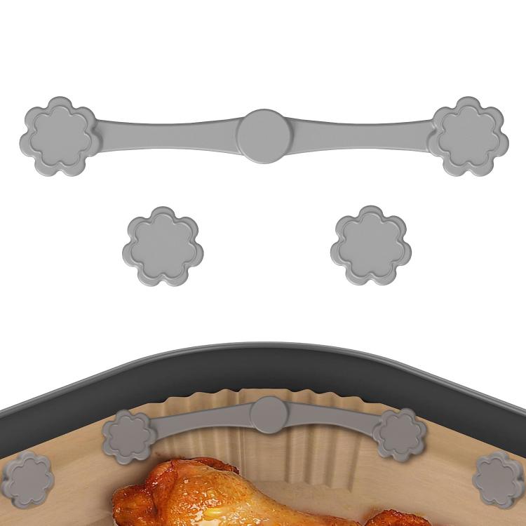 Magnetic Silicone Buckle for Air Fryer Parchment Paper Heat Resistant Liner Clips Flower Gray