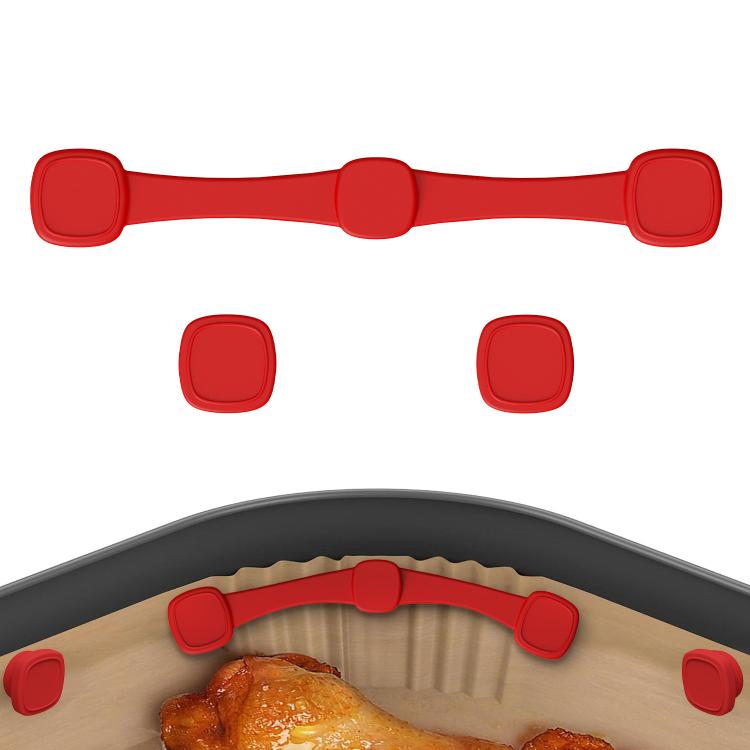 Magnetic Silicone Buckle for Air Fryer Parchment Paper Heat Resistant Liner Clips Square Red