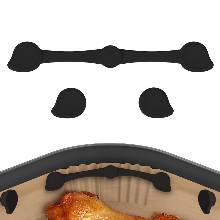 Magnetic Silicone Buckle for Air Fryer Parchment Paper Heat Resistant Liner Clips Teardrop Black