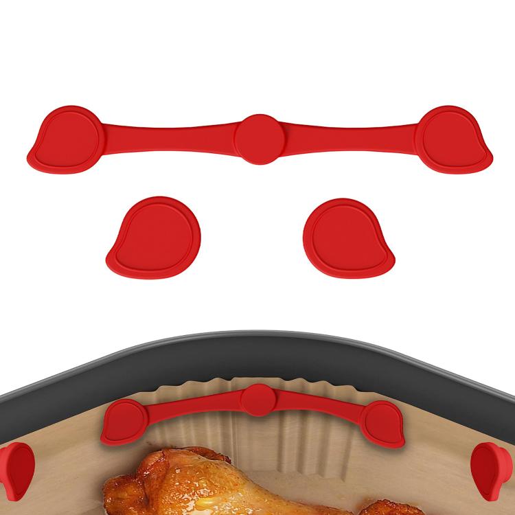 Magnetic Silicone Buckle for Air Fryer Parchment Paper Heat Resistant Liner Clips Teardrop Red