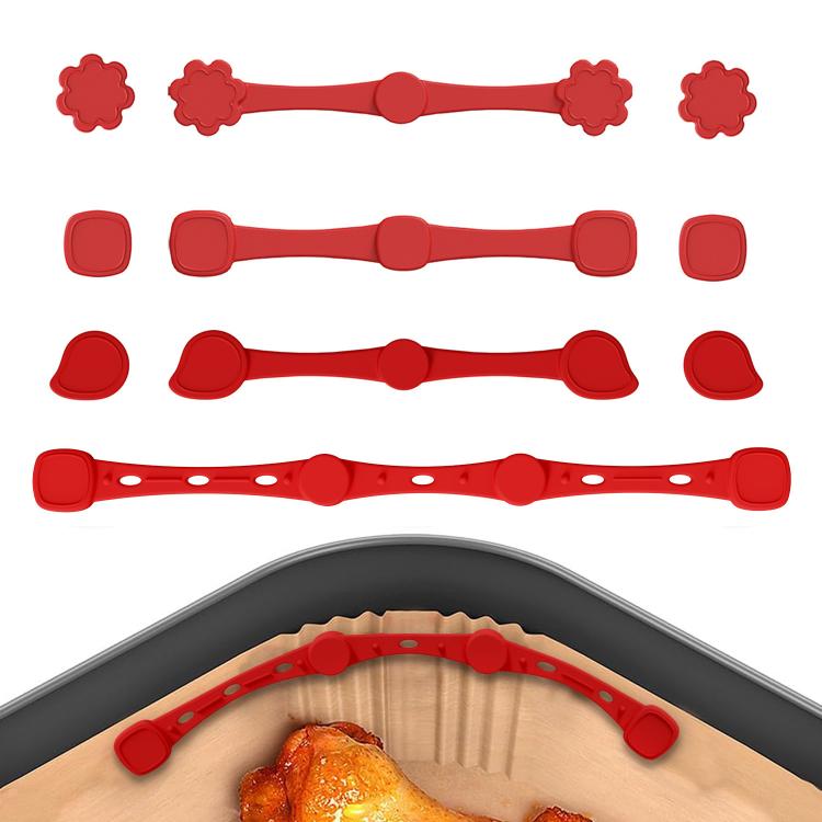 Magnetic Silicone Buckle for Air Fryer Parchment Paper Heat Resistant Liner Clips Flower Red