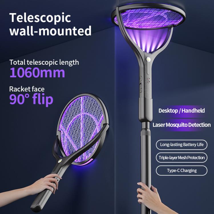 XH-57 Retractable & Rotatable Electric Mosquito Racket Household Mosquito Zapper With Light & Auto Lure Function