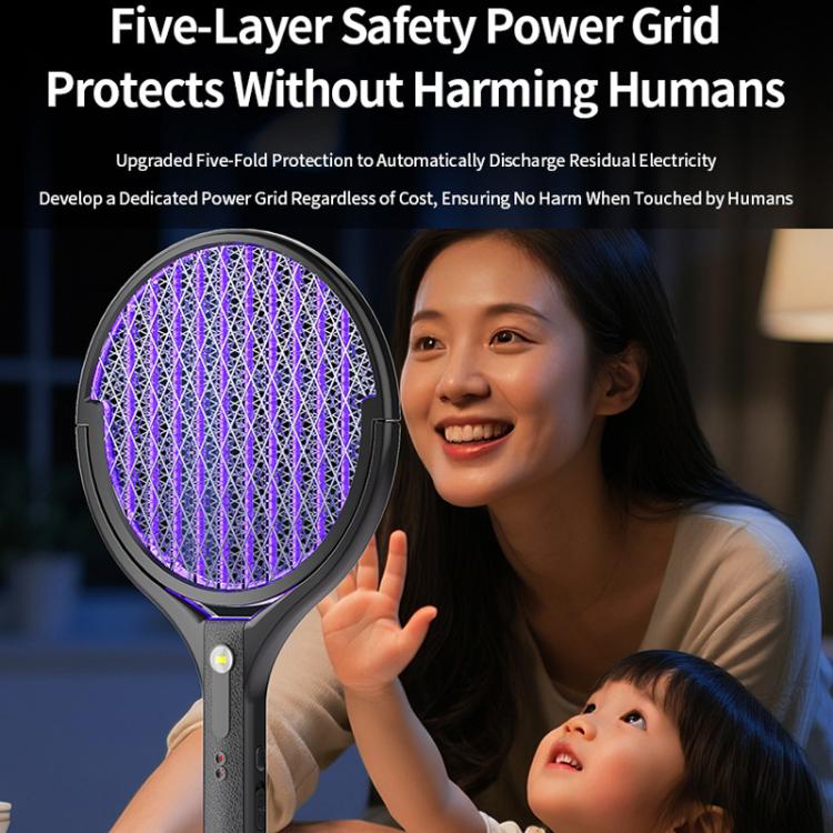 XH-57 Retractable & Rotatable Electric Mosquito Racket Household Mosquito Zapper With Light & Auto Lure Function