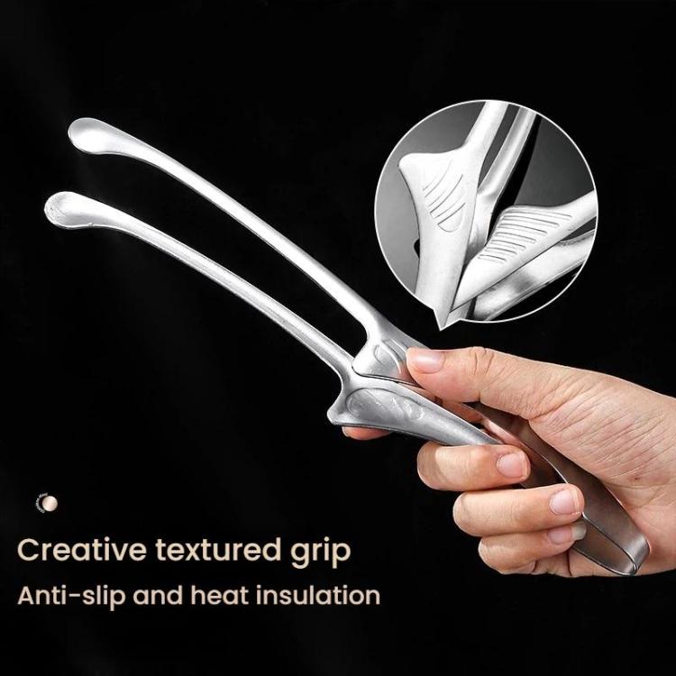LsCook 10 inch Round Head 304 Stainless Steel Buffet Food Tongs Multi-Functional Steak BBQ Clips