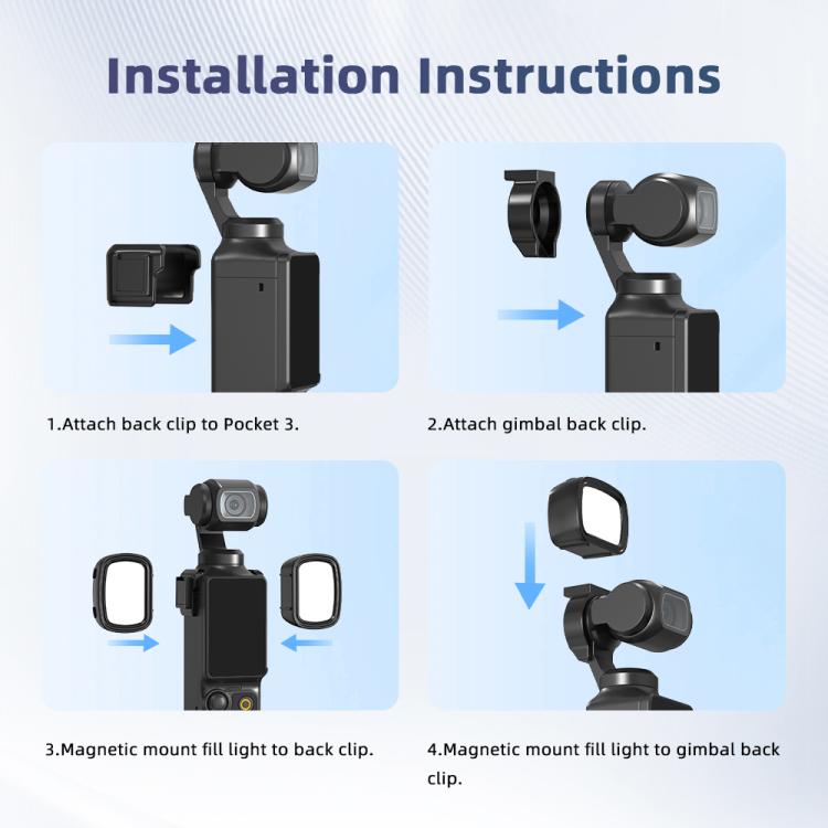 For DJI Pocket 3 Flymile Handheld Magnetic Fill Light For Photography - Black