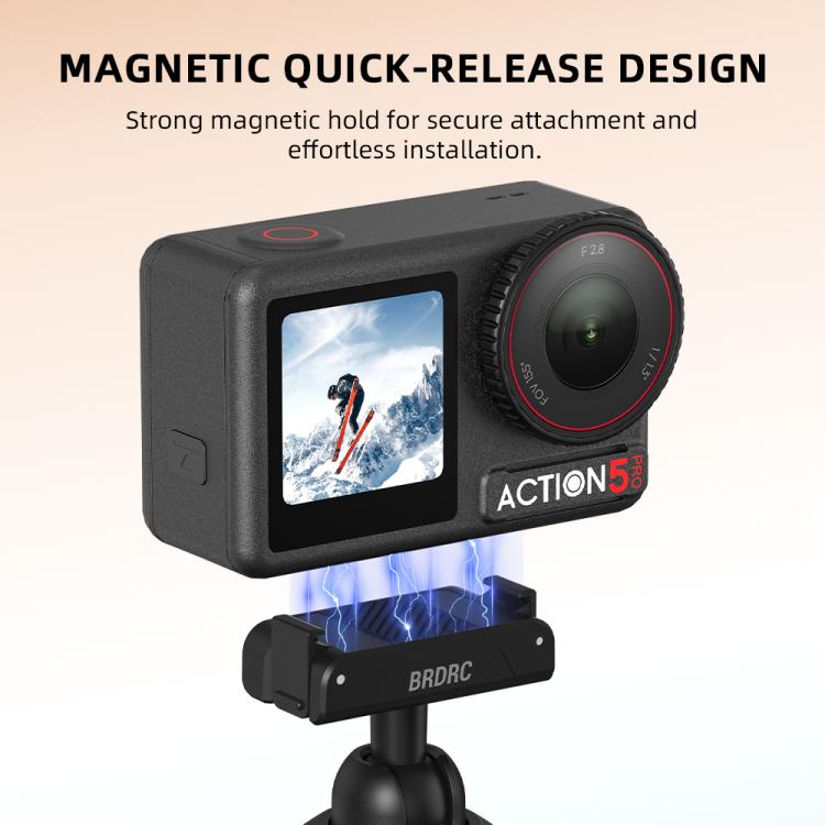 For DJI Osmo Action 5 Pro / Osmo 360 BRDRC Extended Selfie Stick Quick-Release Tripod - Black