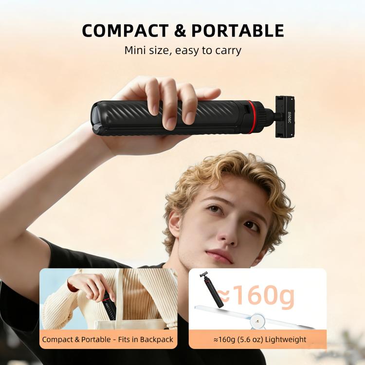 For DJI Osmo Action 5 Pro / Osmo 360 BRDRC Extended Selfie Stick Quick-Release Tripod - Black