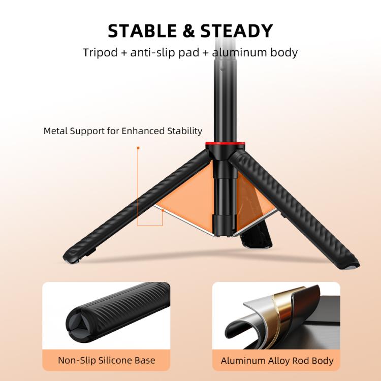 For DJI Osmo Action 5 Pro / Osmo 360 BRDRC Extended Selfie Stick Quick-Release Tripod - Black