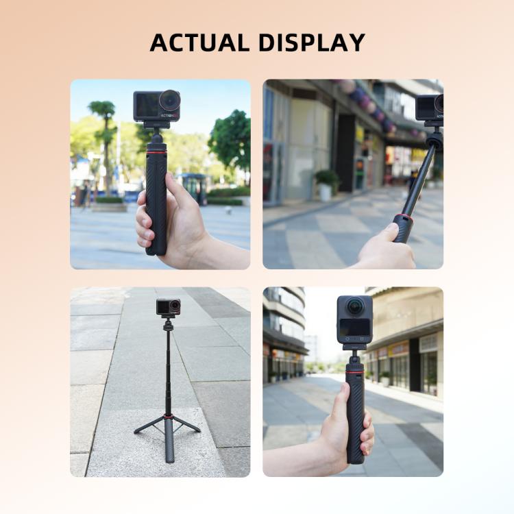 For DJI Osmo Action 5 Pro / Osmo 360 BRDRC Extended Selfie Stick Quick-Release Tripod - Black