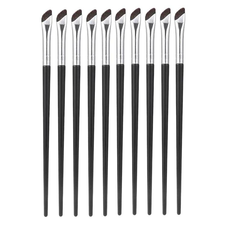 10pcs Angled Ultra-Fine Eyeliner Brush Aegyo-Sal Detail Makeup Brush, Style: Sickle Black