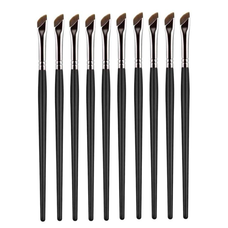 10pcs Angled Ultra-Fine Eyeliner Brush Aegyo-Sal Detail Makeup Brush, Style: Sickle Brown