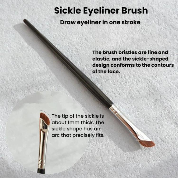 10pcs Angled Ultra-Fine Eyeliner Brush Aegyo-Sal Detail Makeup Brush, Style: Sickle Black
