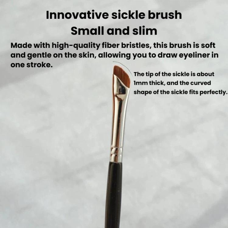 10pcs Angled Ultra-Fine Eyeliner Brush Aegyo-Sal Detail Makeup Brush, Style: Sickle Black