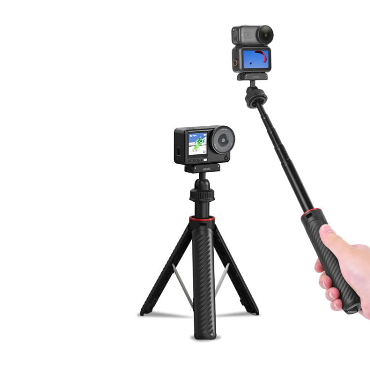 For DJI Osmo Action 6 / Nano BRDRC Extended Selfie Stick Quick-Release Tripod - Black