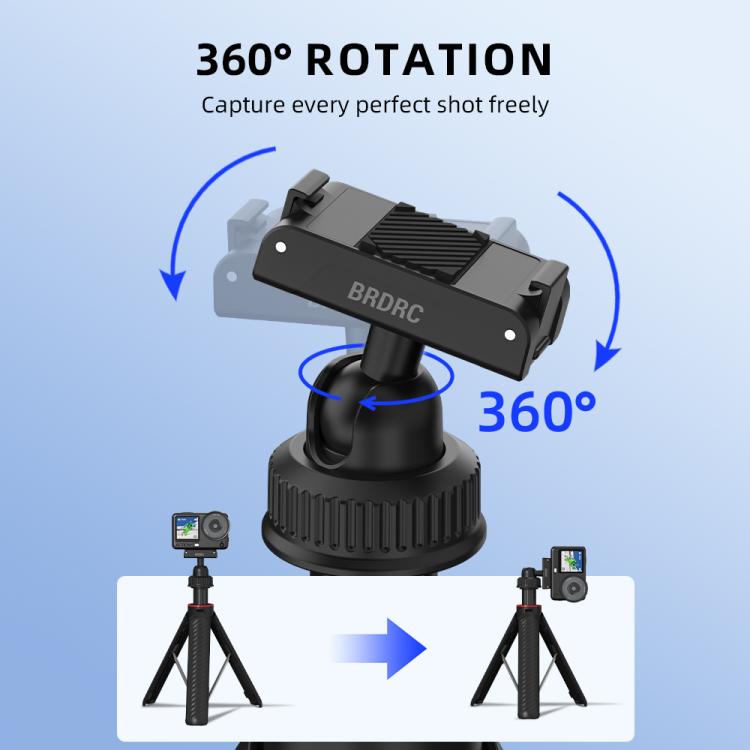 For DJI Osmo Action 6 / Nano BRDRC Extended Selfie Stick Quick-Release Tripod - Black