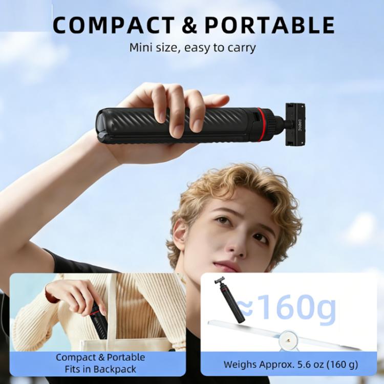 For DJI Osmo Action 6 / Nano BRDRC Extended Selfie Stick Quick-Release Tripod - Black