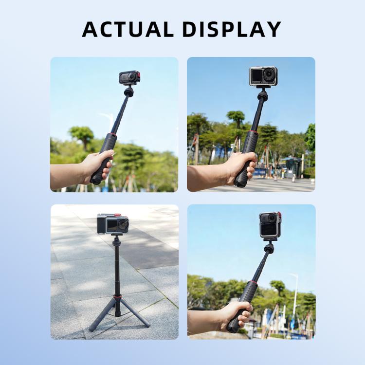 For DJI Osmo Action 6 / Nano BRDRC Extended Selfie Stick Quick-Release Tripod - Black