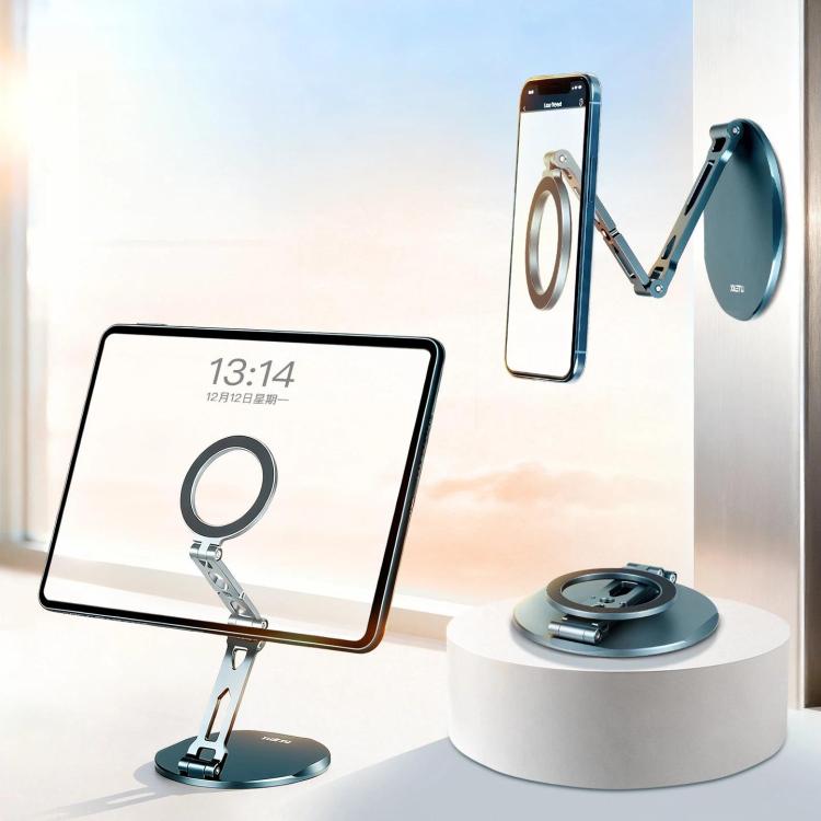 XILETU XJ-27 Dual-Sided Magnetic Phone Tablet Holder Foldable Desktop Stand with 1/4-inch Thread Hole & Arri Locating Pin - Nitrile Color