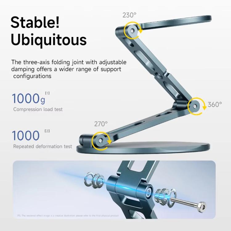 XILETU XJ-27 Dual-Sided Magnetic Phone Tablet Holder Foldable Desktop Stand with 1/4-inch Thread Hole & Arri Locating Pin - Nitrile Color