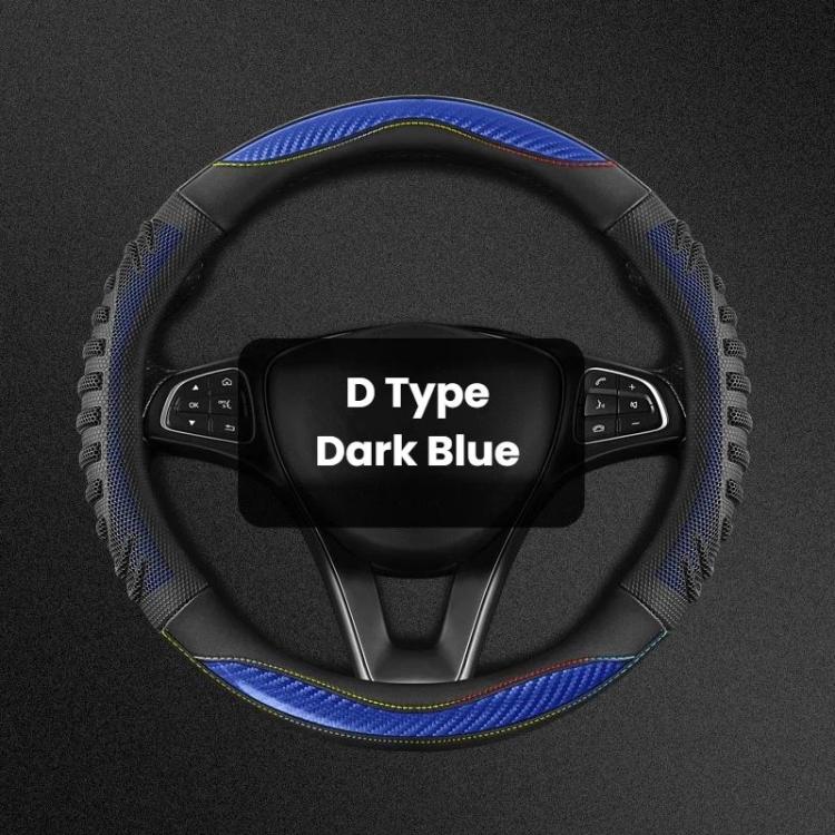 Honeycomb Car Steering Wheel Cover No-Sew Universal Steering Wheel Protector, Style: O Type Dark Blue