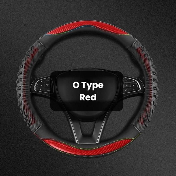 Honeycomb Car Steering Wheel Cover No-Sew Universal Steering Wheel Protector, Style: O Type Red