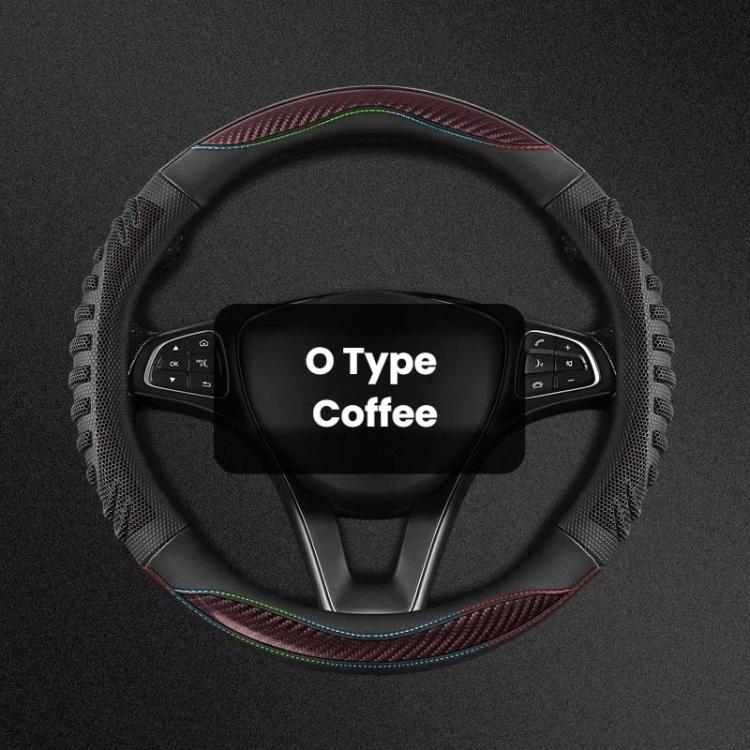 Honeycomb Car Steering Wheel Cover No-Sew Universal Steering Wheel Protector, Style: O Type Coffee