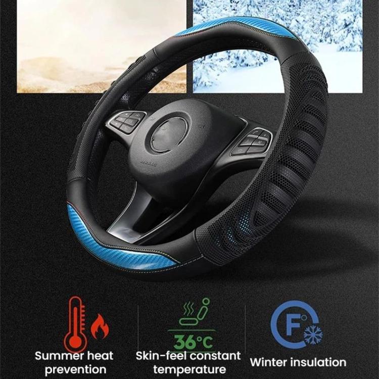 Honeycomb Car Steering Wheel Cover No-Sew Universal Steering Wheel Protector, Style: D Type Blue