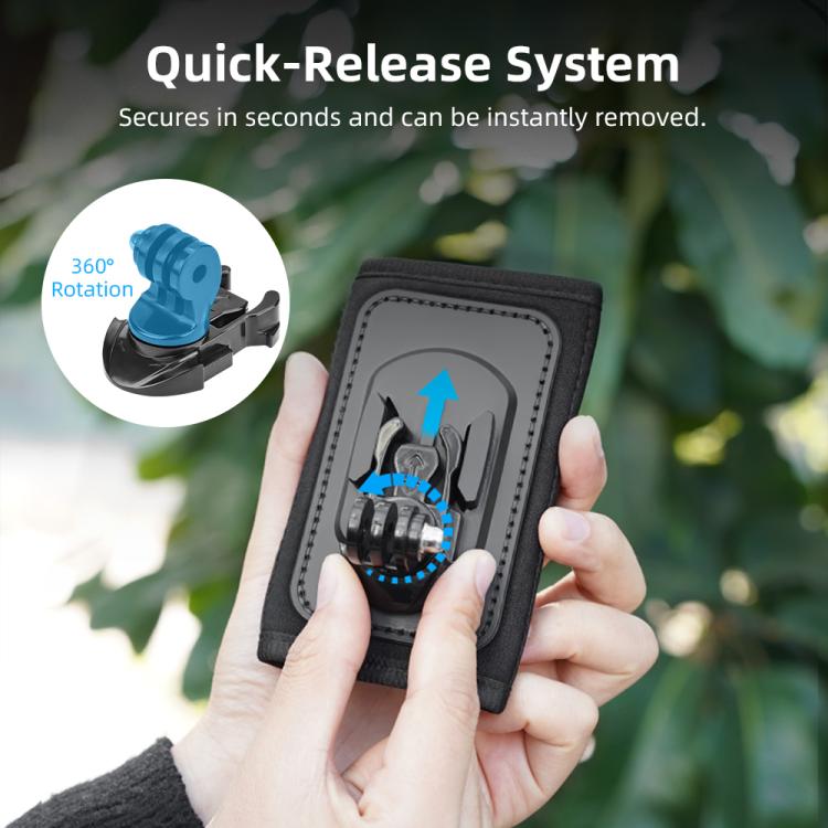 For DJI Osmo Pocket 3 / Action 6 / GoPro Backpack Shoulder Strap Bracket Clip - Black