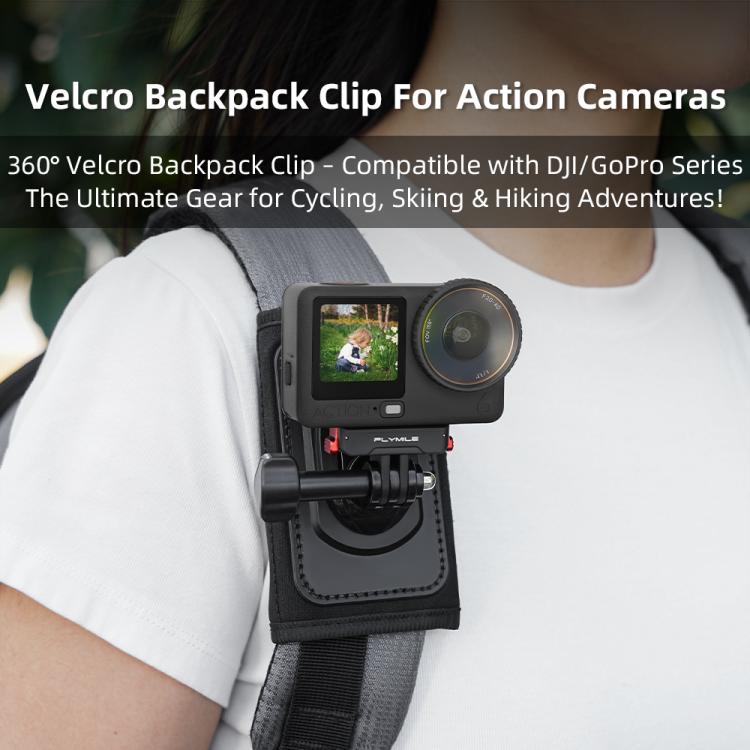 For DJI Osmo Pocket 3 / Action 6 / GoPro Backpack Shoulder Strap Bracket Clip - Black