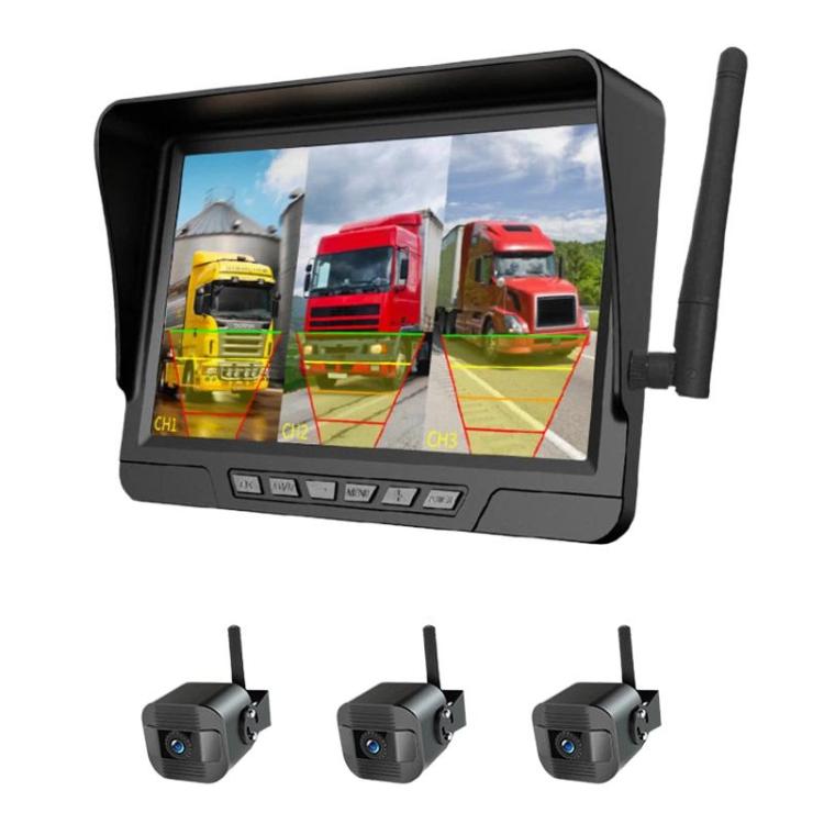 Q12 7 Inch Car HD Infrared Night Vision Wireless Recorder No-Wiring Backup Camera Monitor, Spec: Three