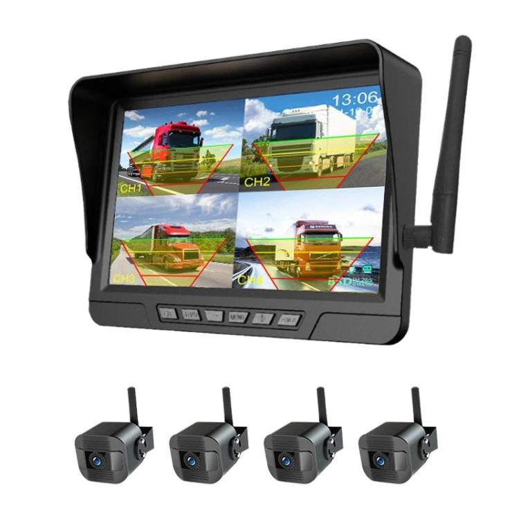 Q12 7 Inch Car HD Infrared Night Vision Wireless Recorder No-Wiring Backup Camera Monitor, Spec: Four