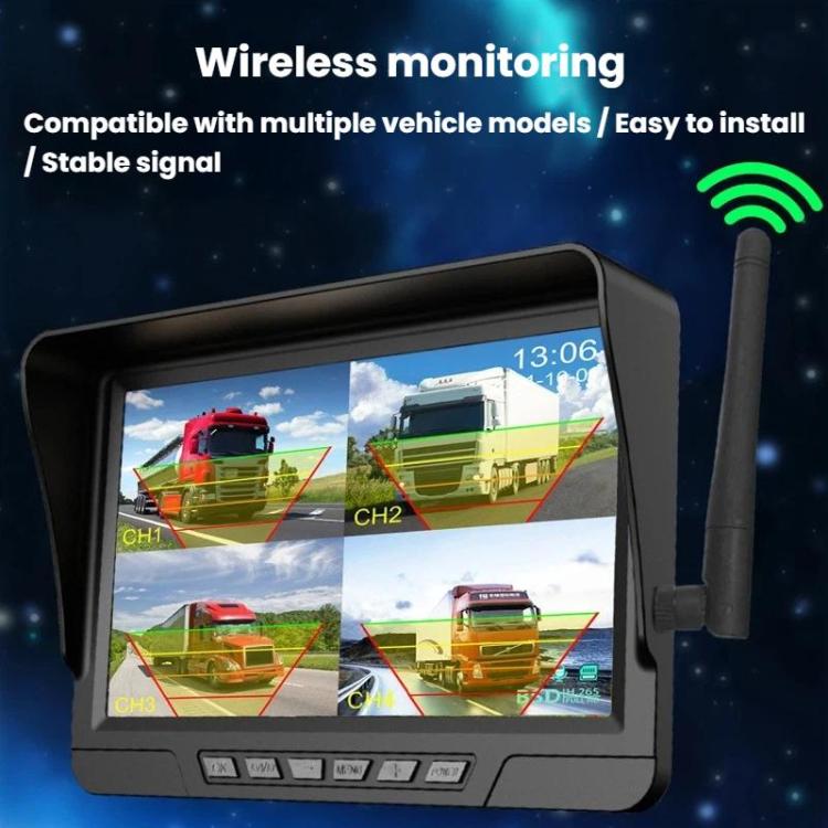Q12 7 Inch Car HD Infrared Night Vision Wireless Recorder No-Wiring Backup Camera Monitor, Spec: Two