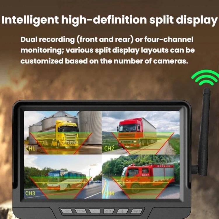 Q12 7 Inch Car HD Infrared Night Vision Wireless Recorder No-Wiring Backup Camera Monitor, Spec: Three