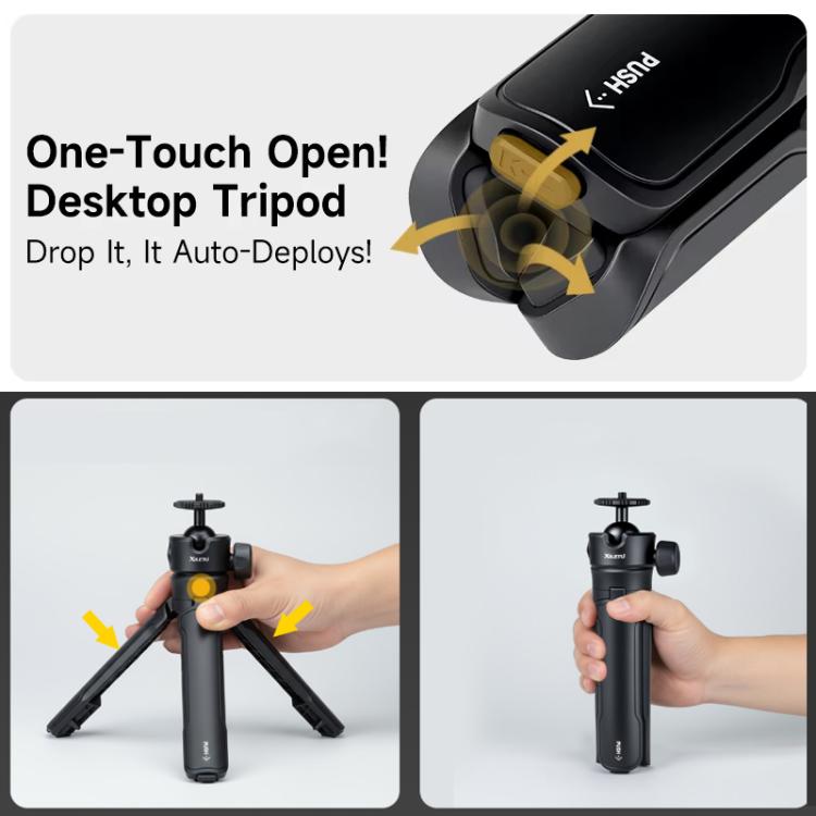 XILETU XS-21 Touch Ground Auto-Open Tripod Selfie Stick Extendable Pole With Universal Metal Ball Head 200-402mm - Black