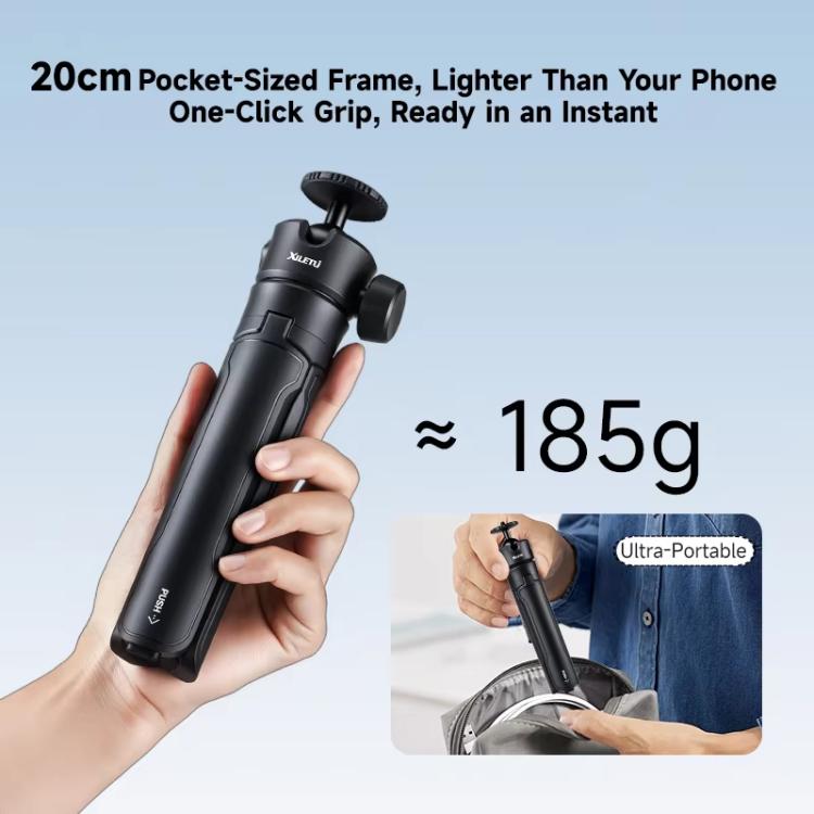 XILETU XS-21 Touch Ground Auto-Open Tripod Selfie Stick Extendable Pole With Universal Metal Ball Head 200-402mm - Black