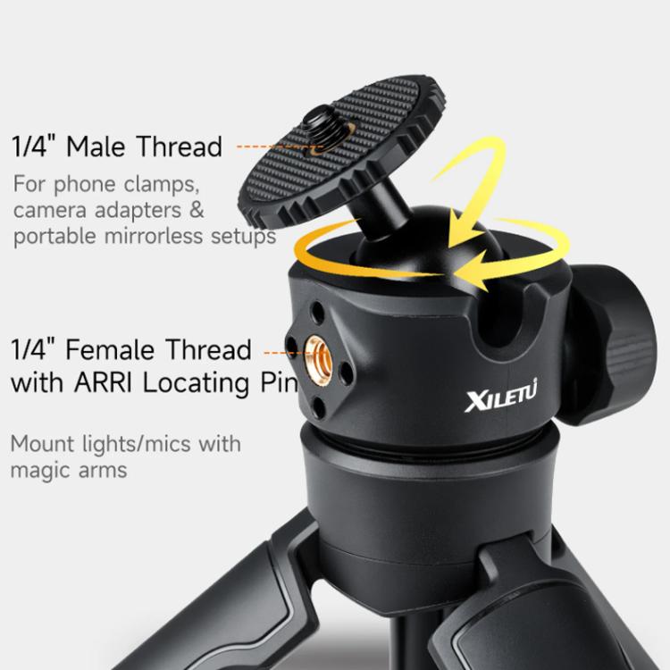 XILETU XS-21 Touch Ground Auto-Open Tripod Selfie Stick Extendable Pole With Universal Metal Ball Head 200-402mm - Black