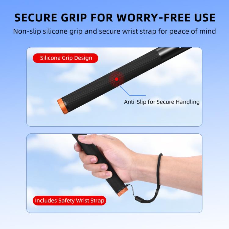 For DJI Osmo Pocket 3 / Action 6 / Insta360 X5 BRDRC Telescopic Extension Pole Selfie Stick - 1.6m