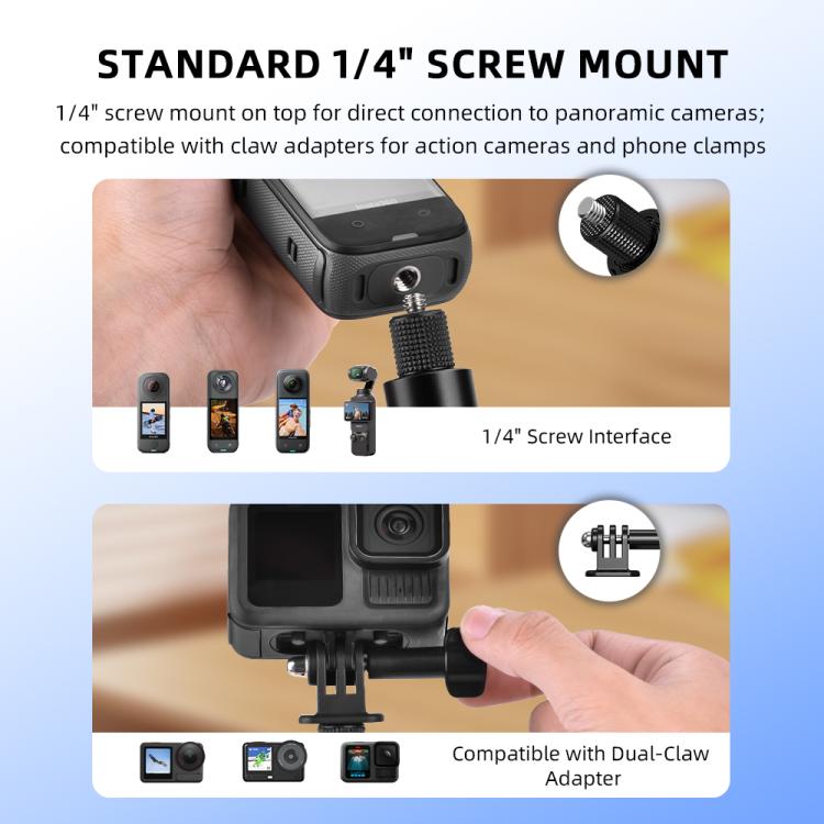 For DJI Osmo Pocket 3 / Action 6 / Insta360 X5 BRDRC Telescopic Extension Pole Selfie Stick - 1.6m