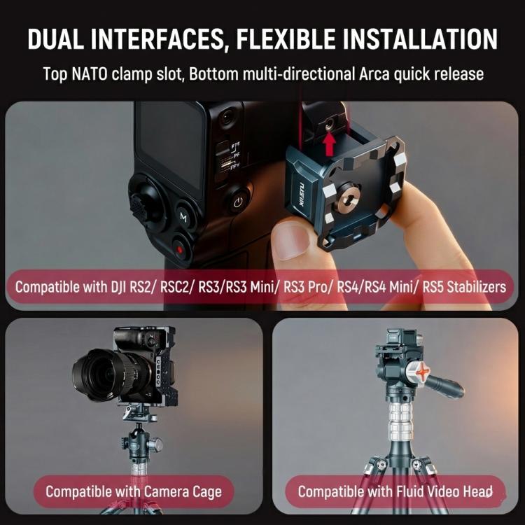 XILETU PC-38 NATO Rail Clamp For DJI RS Series Stabilizer Arca-Swiss Compatible QR Mount Adapter