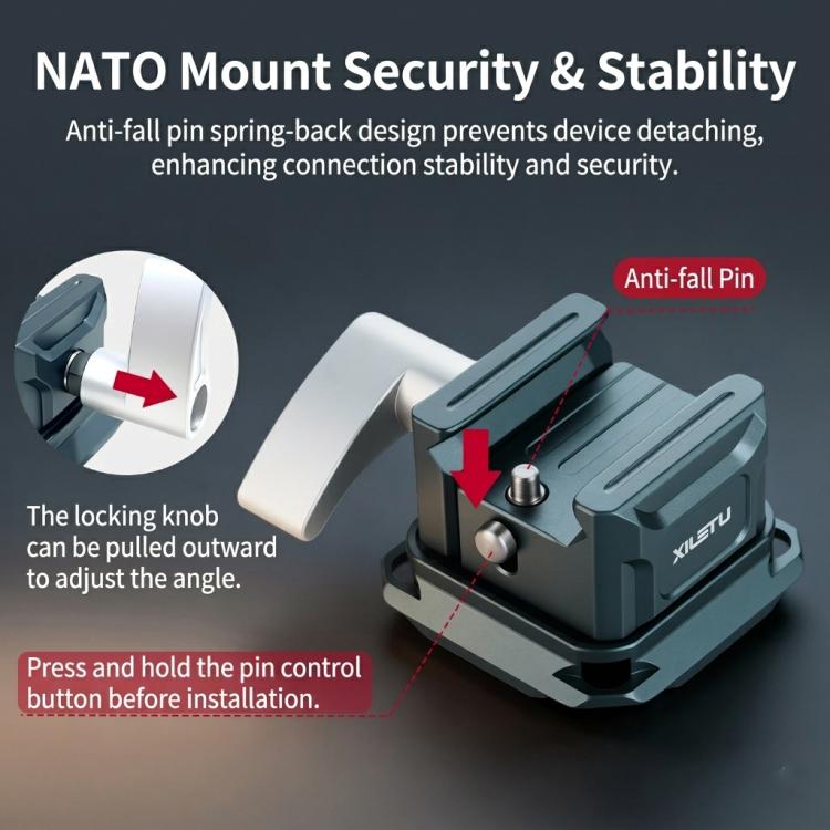 XILETU PC-38 NATO Rail Clamp For DJI RS Series Stabilizer Arca-Swiss Compatible QR Mount Adapter