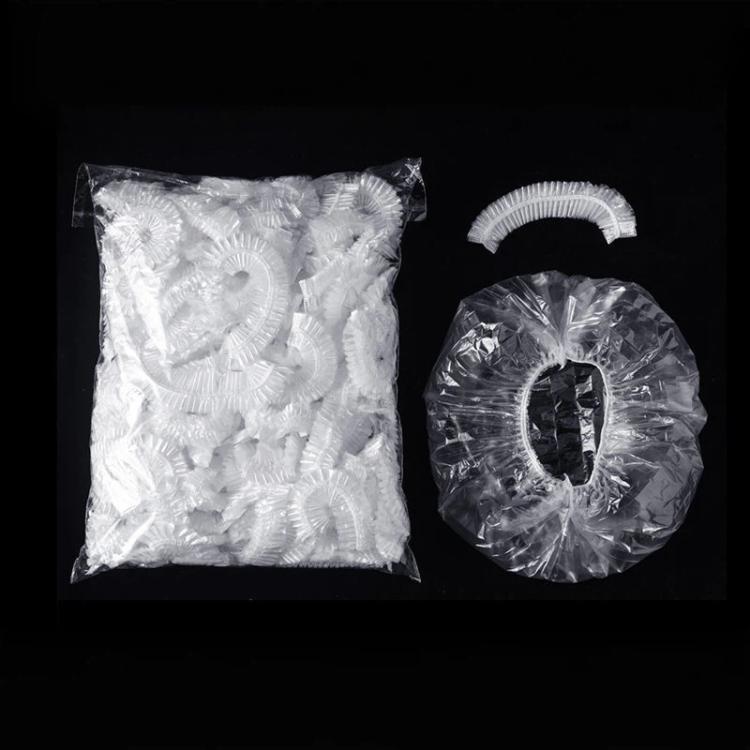 100pcs /Pack Disposable Food-Grade PE Bag Covers Elastic Stretchable Bowl Covers For Leftovers - Transparent