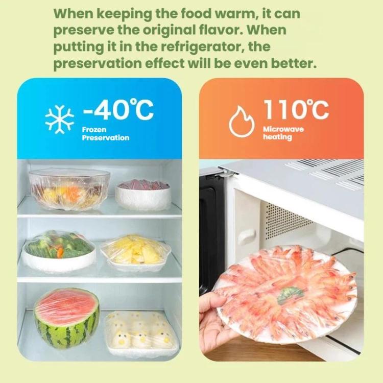 100pcs /Pack Disposable Food-Grade PE Bag Covers Elastic Stretchable Bowl Covers For Leftovers - Transparent