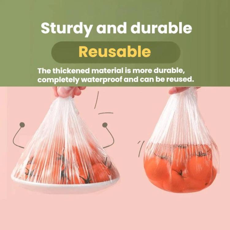 100pcs /Pack Disposable Food-Grade PE Bag Covers Elastic Stretchable Bowl Covers For Leftovers - Transparent